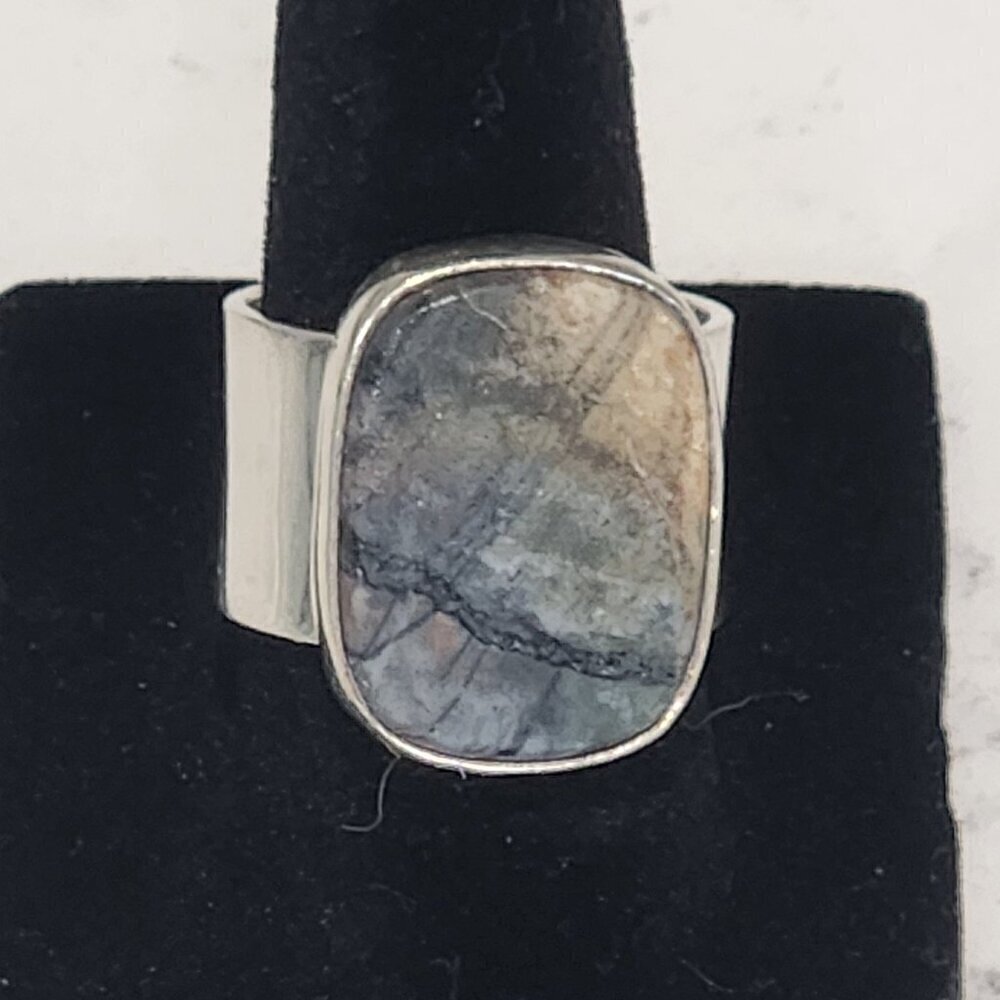 Labradorite Sterling Silver Rectangle Ring - image 1